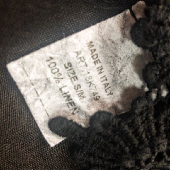 Black Linen Batwing Poncho Top Made in Italy Sz S/M - Picture 6 of 8